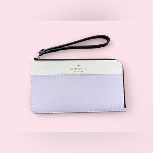 Kate Spade Colorblock Wristlet Wallet Cream Pastel Purple Burgundy Zip Clutch